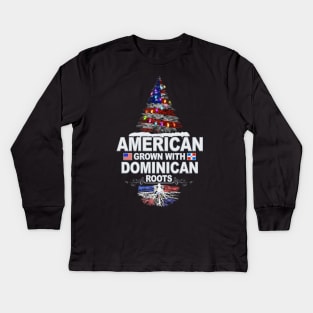 Christmas Tree  American Grown With Dominican Roots - Gift for Dominican From Dominican Republic Kids Long Sleeve T-Shirt